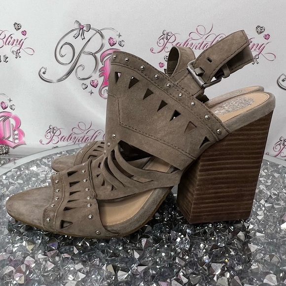 Vince Camuto heels 👠 boho brown block heel buckle strap ankle booties cute - Picture 1 of 11